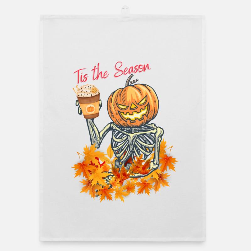 Autumn Pumpkin Skeleton Toast Organic Geschirrtuch