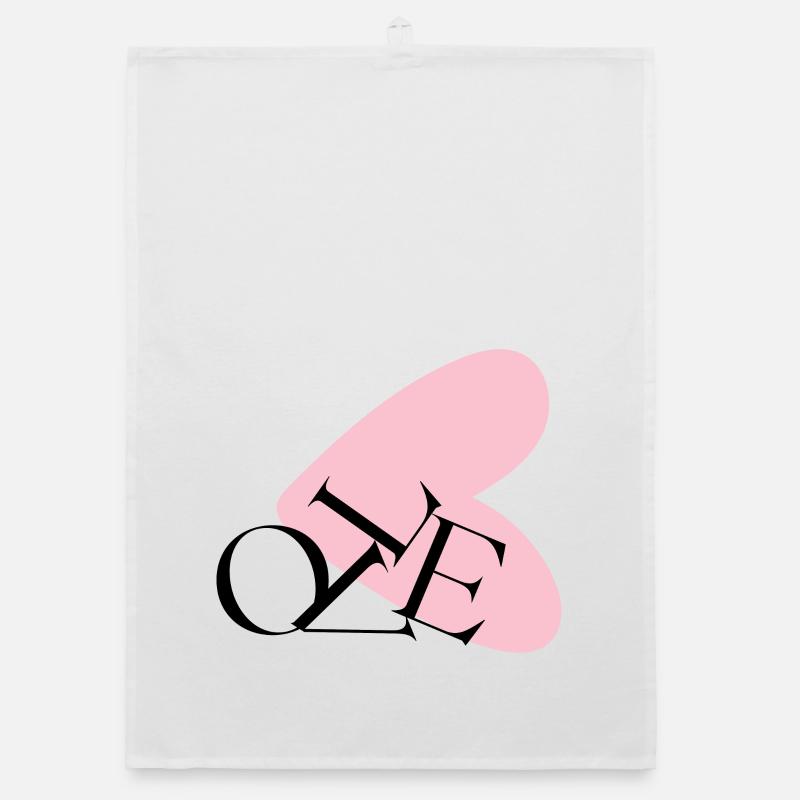 Abstrakte Herztypografie NE - Organic Geschirrtuch - Weiß