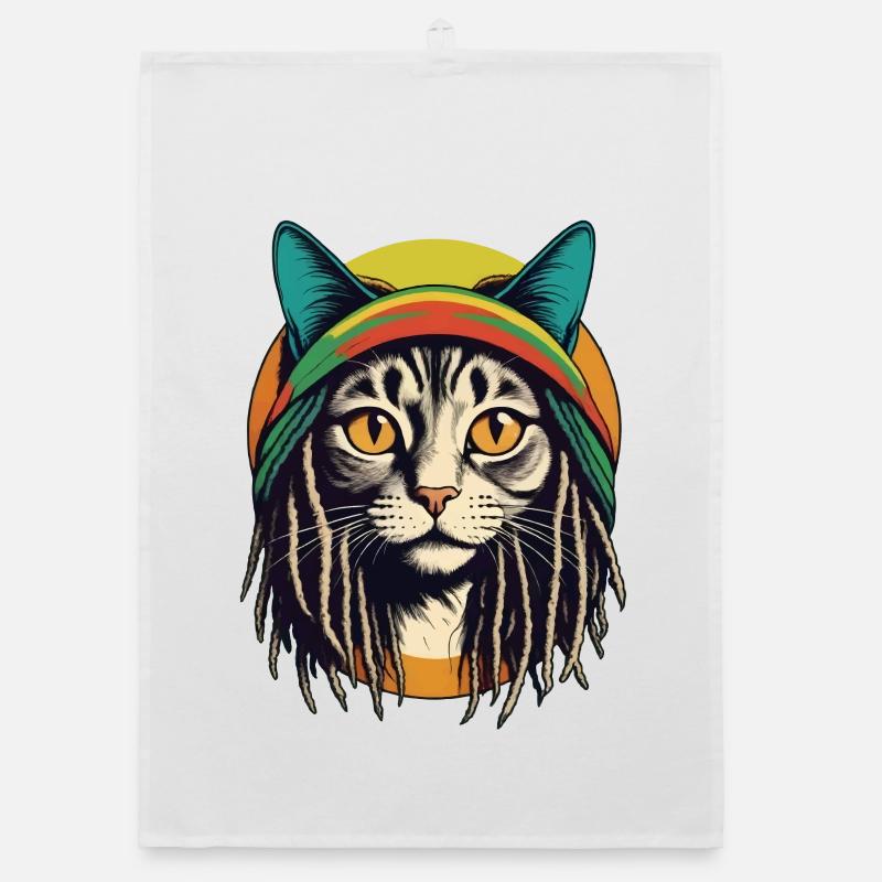 Coole Rasta-Katze Organic Geschirrtuch