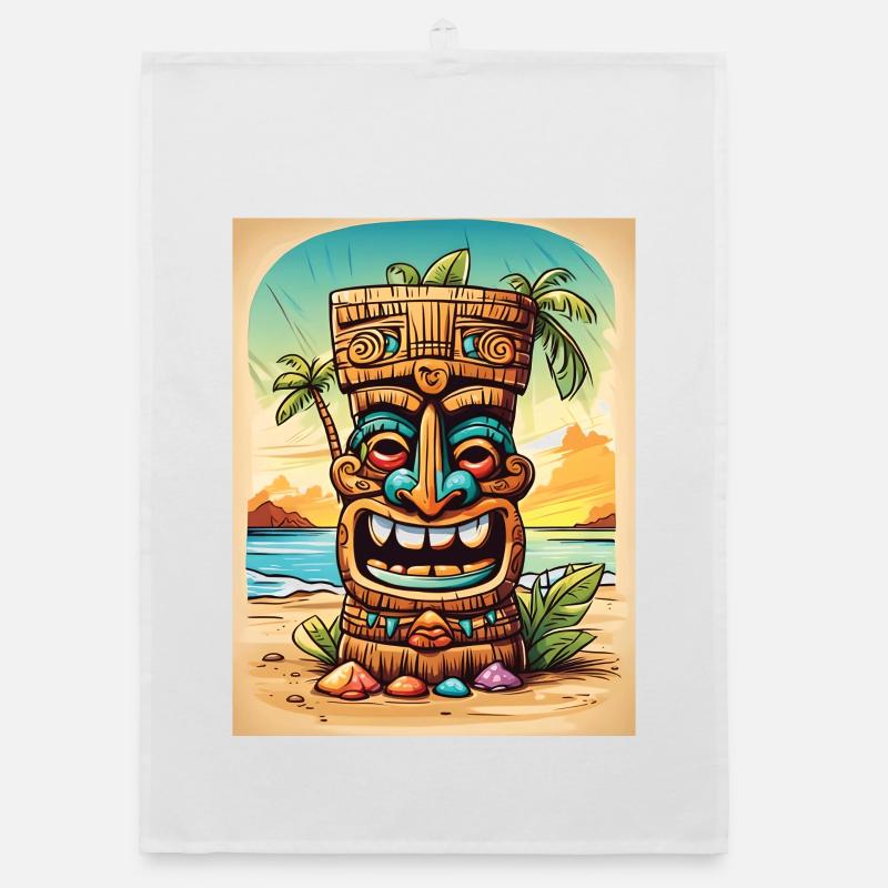 Dessin animé de la statue Tiki Torchon bio