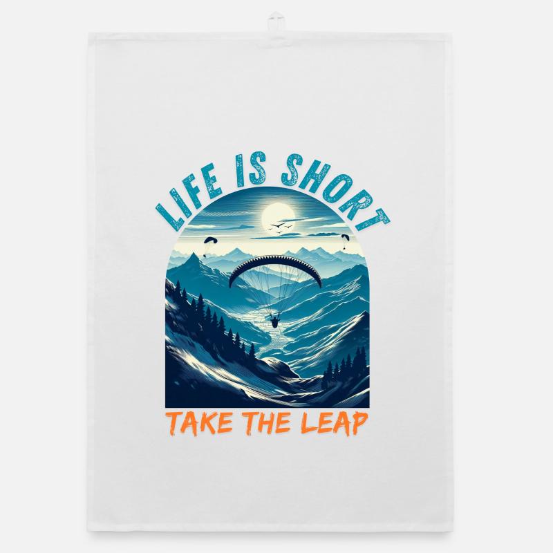 Paraglider over Alpine Mountains - Paraglider Tee - Organic Geschirrtuch - Weiß