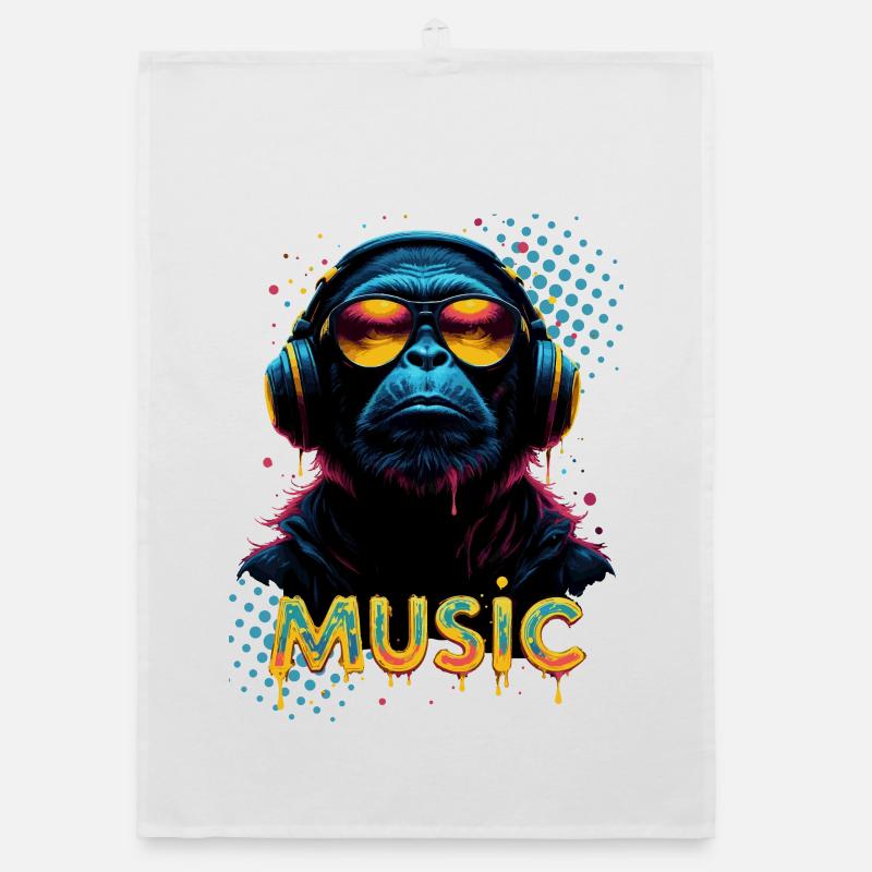 Cooler Affe mit Kopfhörern – Musik-Lifestyle Organic Geschirrtuch