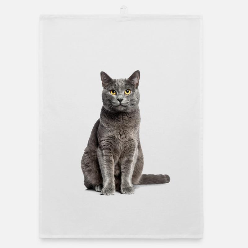 Grey Cat – Doux, élégant et à tomber amoureux ! Torchon bio