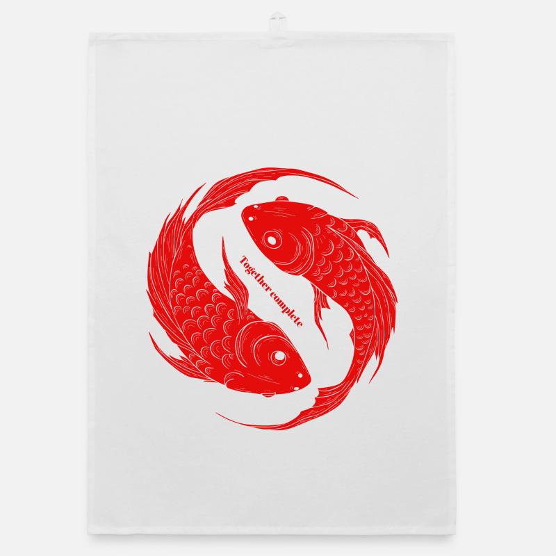 Ensemble Complet - Yin Yang Fish Koi Torchon bio