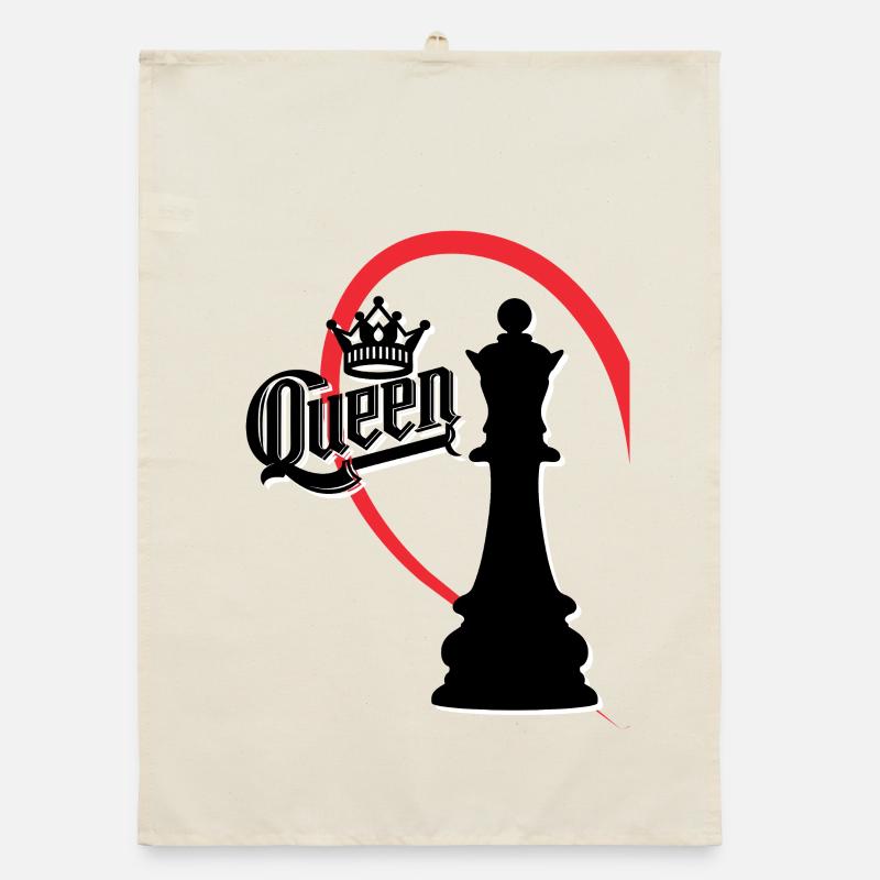 Chess Queen Left Half Heart Organic dish towel