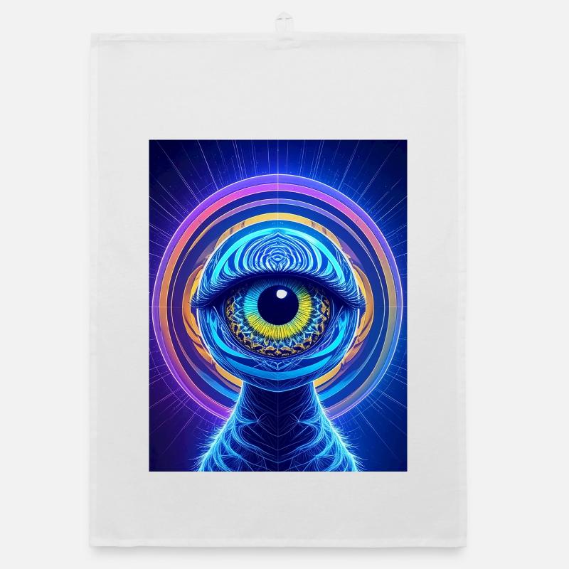 Neon Eye Ring Cosmic Hyperrealism Organic dish towel