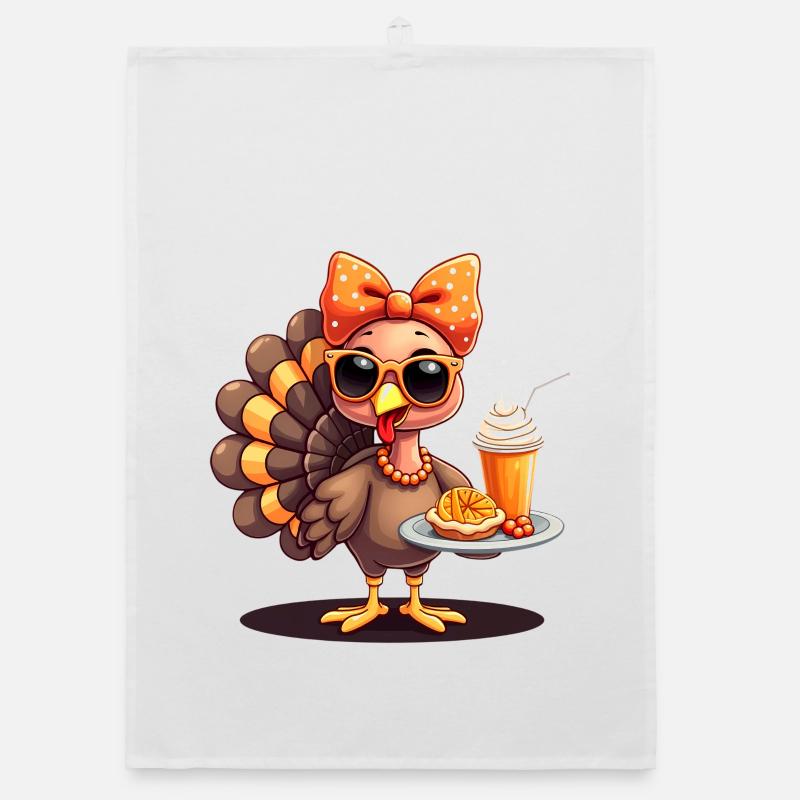 Dinde de Thanksgiving avec lunettes de soleil Torchon bio