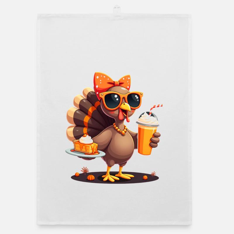 Dinde de Thanksgiving avec lunettes de soleil Torchon bio