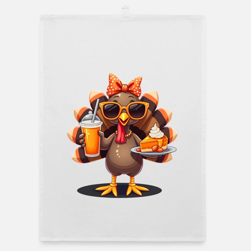 Dinde de Thanksgiving avec lunettes de soleil Torchon bio