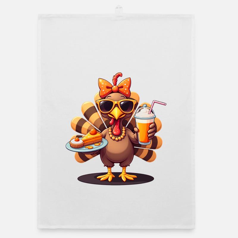 Dinde de Thanksgiving avec lunettes de soleil Torchon bio