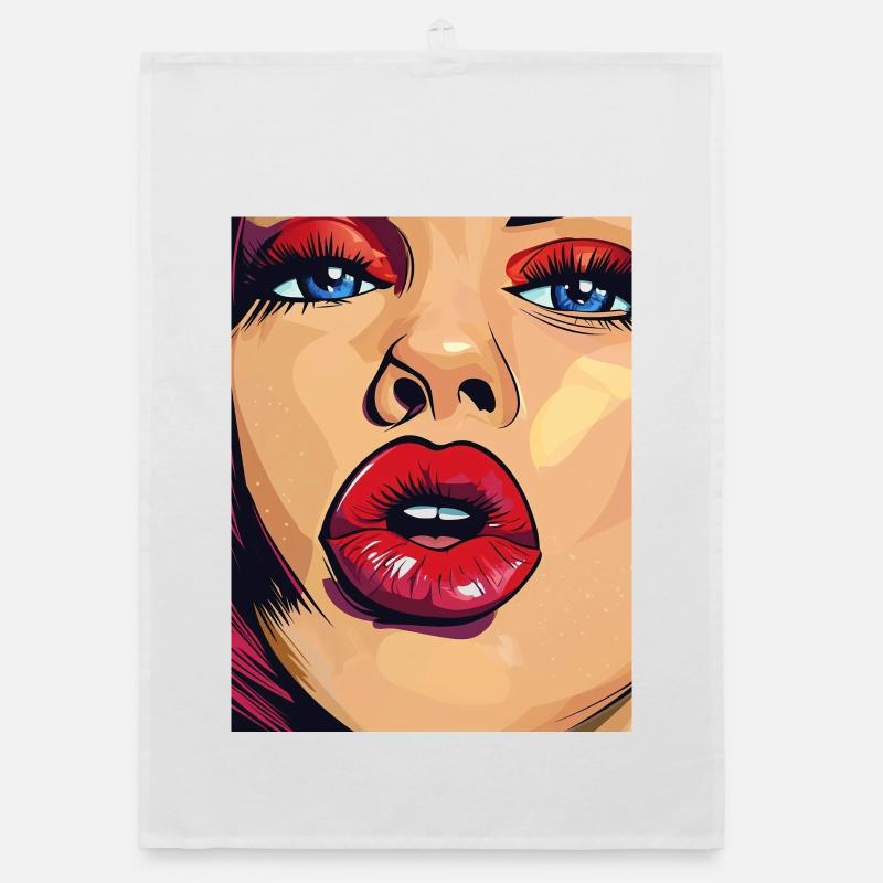Pop-Art Lippenstift Blick Organic Geschirrtuch