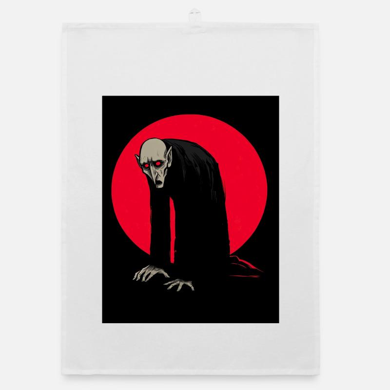Vampire Nocturne Nosferatu devant la lune rouge Torchon bio