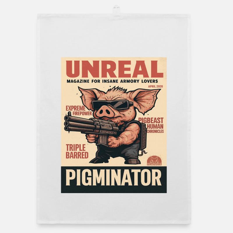 Pigminator: Unreal Magazine Cover Organic dish towel