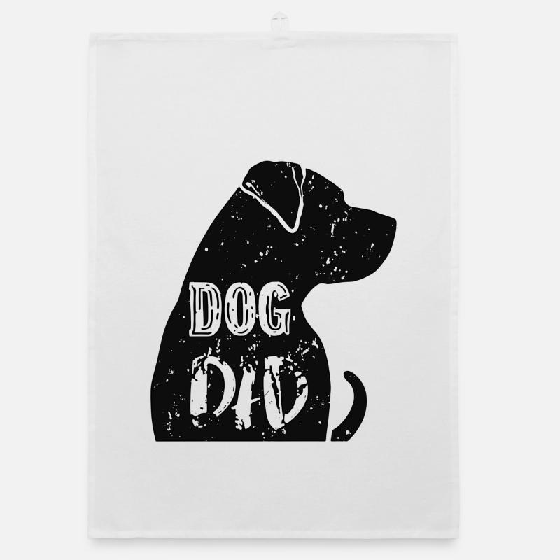 Dog Dad silhouette with text Organic dish towel
