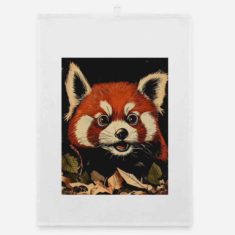 Red Panda in the Autumn Forest Organic dish towel