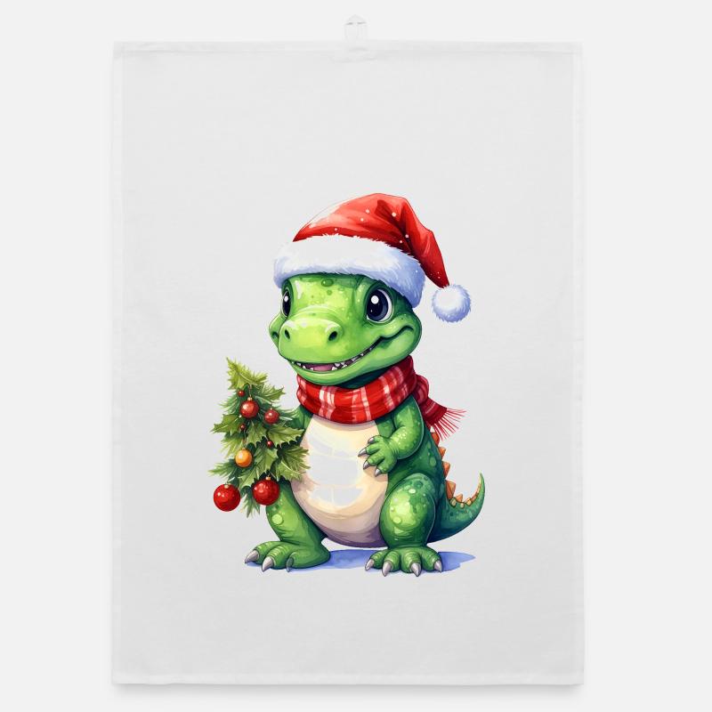 Dino mignon adapté pour Noël Torchon bio