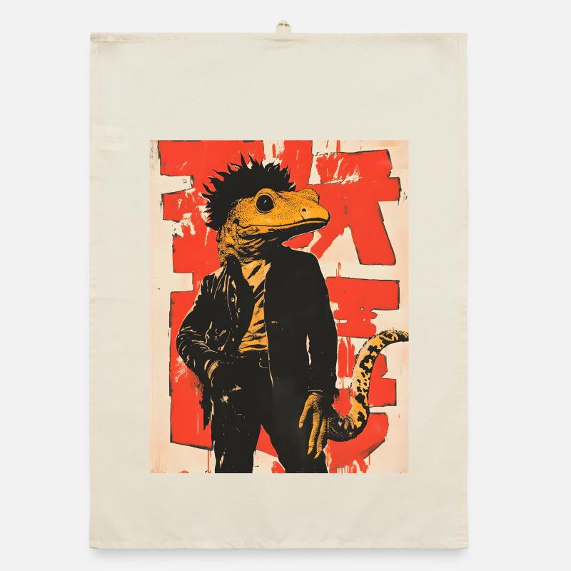 Dino Gecko Punk avec graffiti Torchon bio