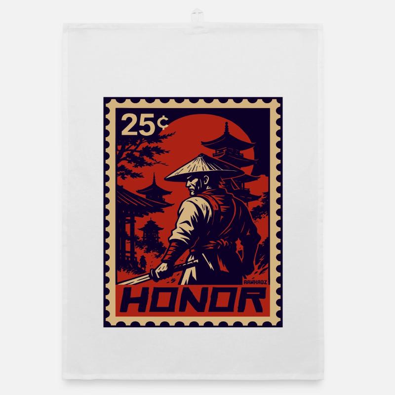 Roter Samurai Briefmarke der ehre Organic Geschirrtuch