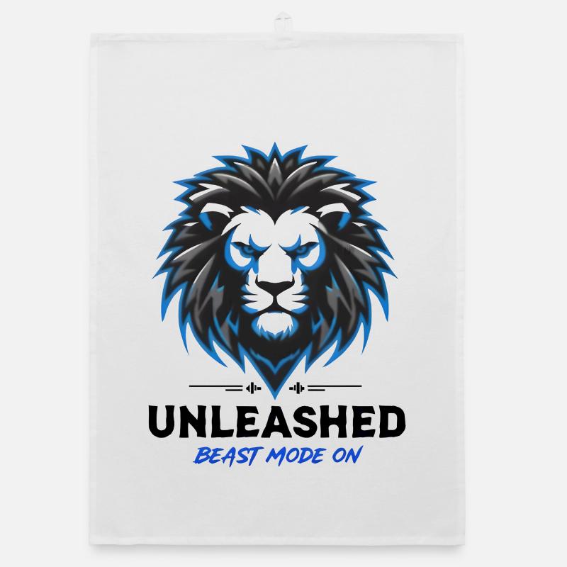 Blue Neon Lion Crest Unleashed Organic dish towel