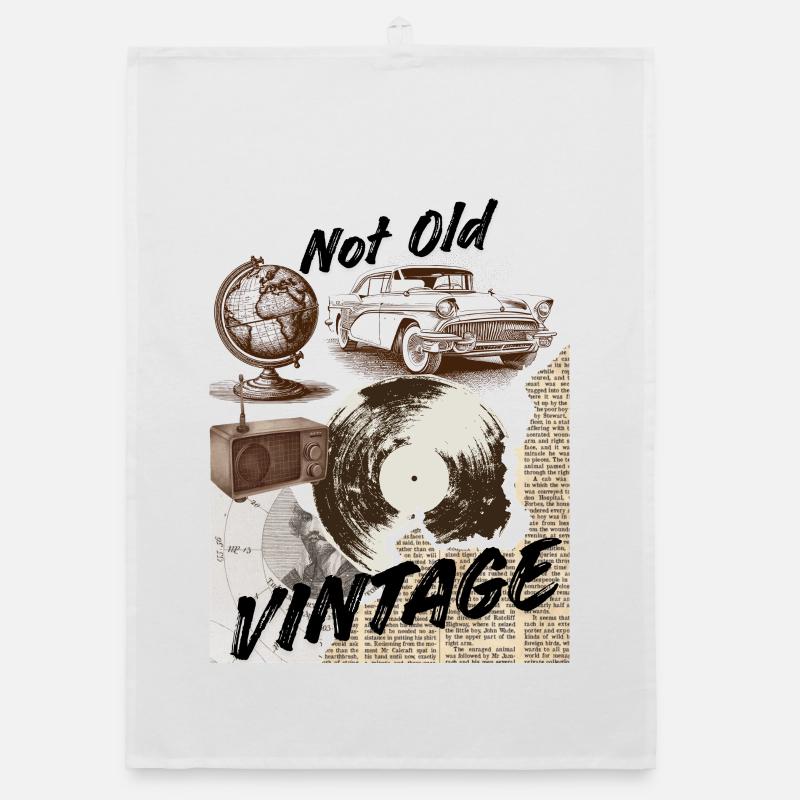 Collage vintage vinyle Mashup - Torchon bio - blanc