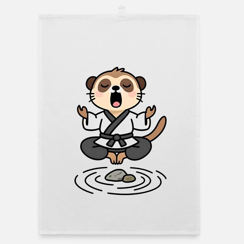 Suricate en kimono Zen Méditatif Torchon bio