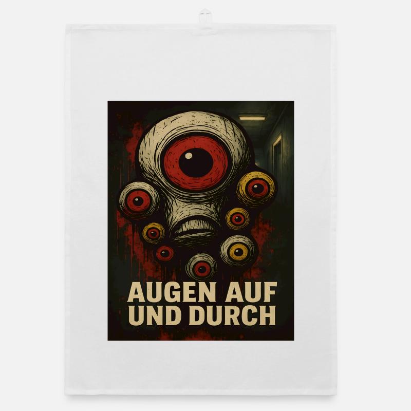Eyes on and through monsters Organic dish towel