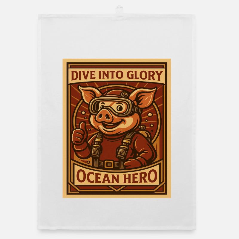 Ocean Pig Diver Organic dish towel