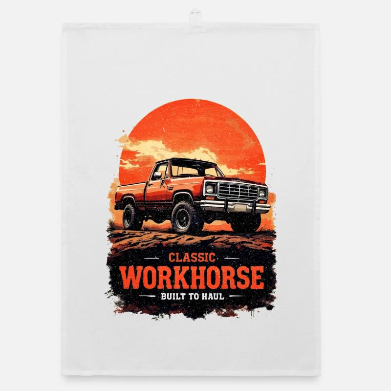 Camion classique de travail – Sunset Hauler - Torchon bio - blanc
