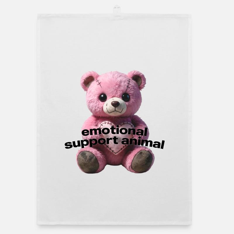 Emotional Support Bear with Sewing Stitches Organic dish towel