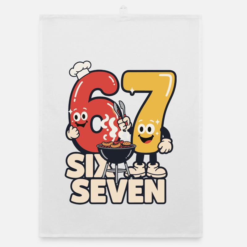 Funny BBQ Apron BBQ meme 67 Gift Organic dish towel