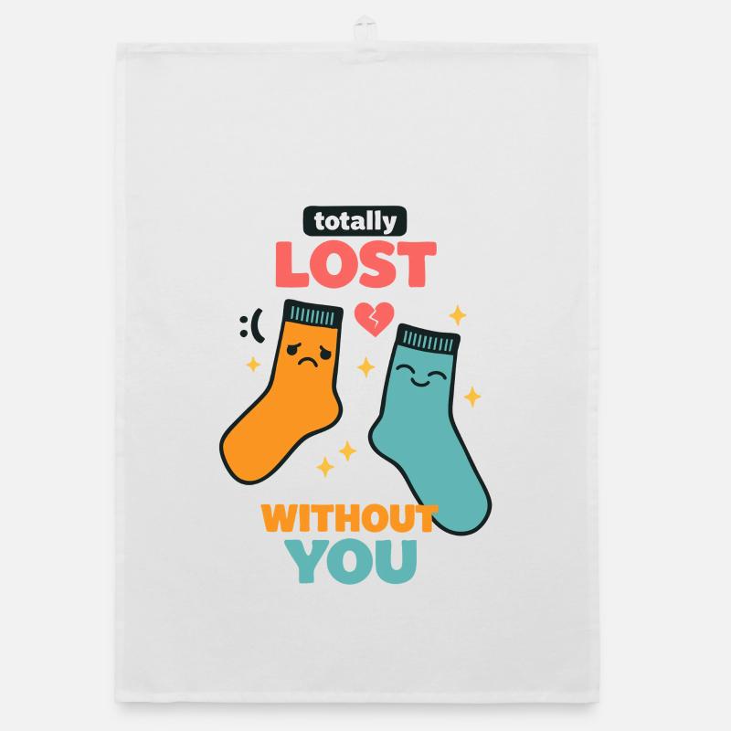 Lost Without You Socken Doodle Statement Liebe Organic Geschirrtuch