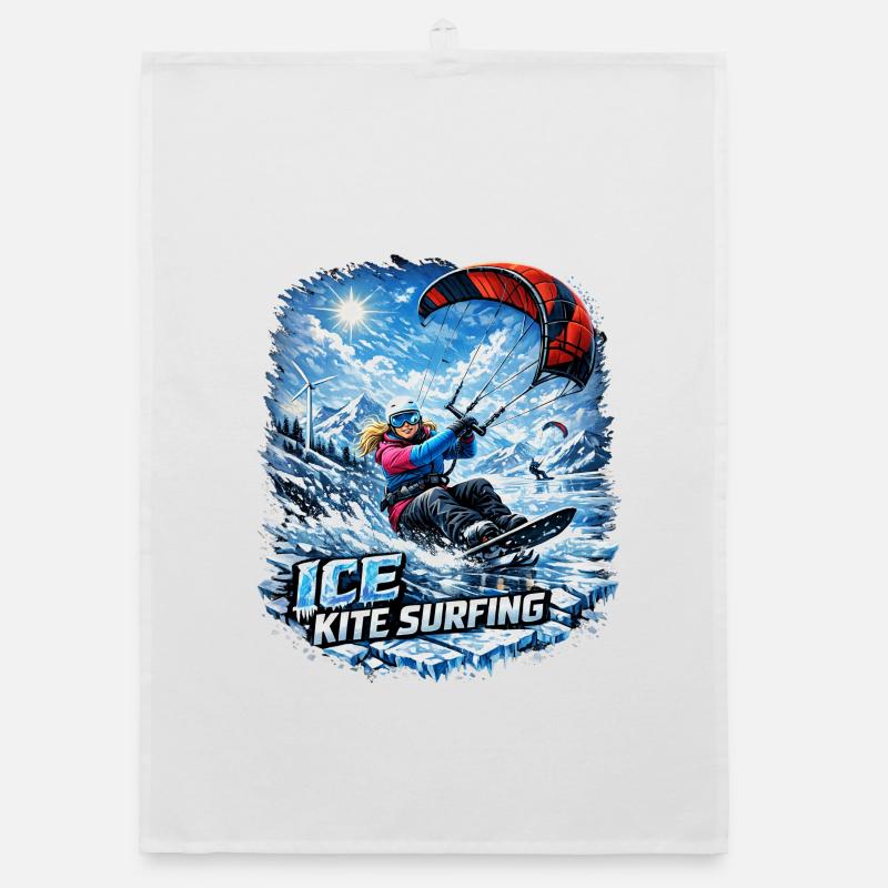 FILLE SKIFEUR DE KITE-SURF D’HIVER Torchon bio