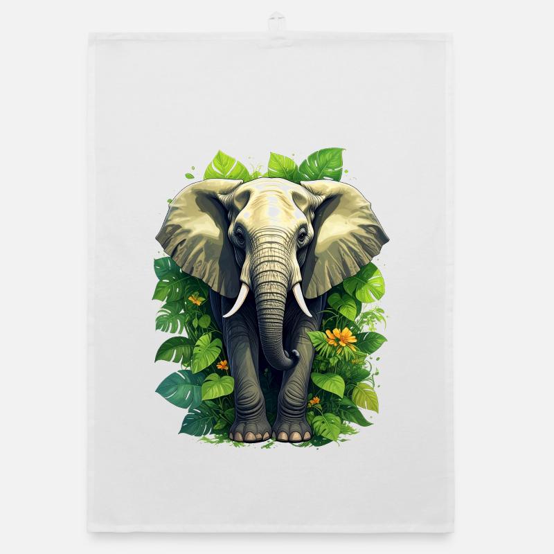 An elephant in the jungle Organic dish towel