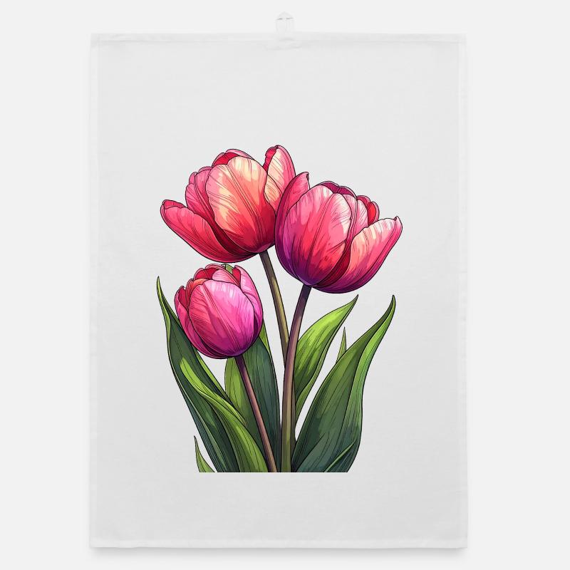 Tulips for spring Organic dish towel