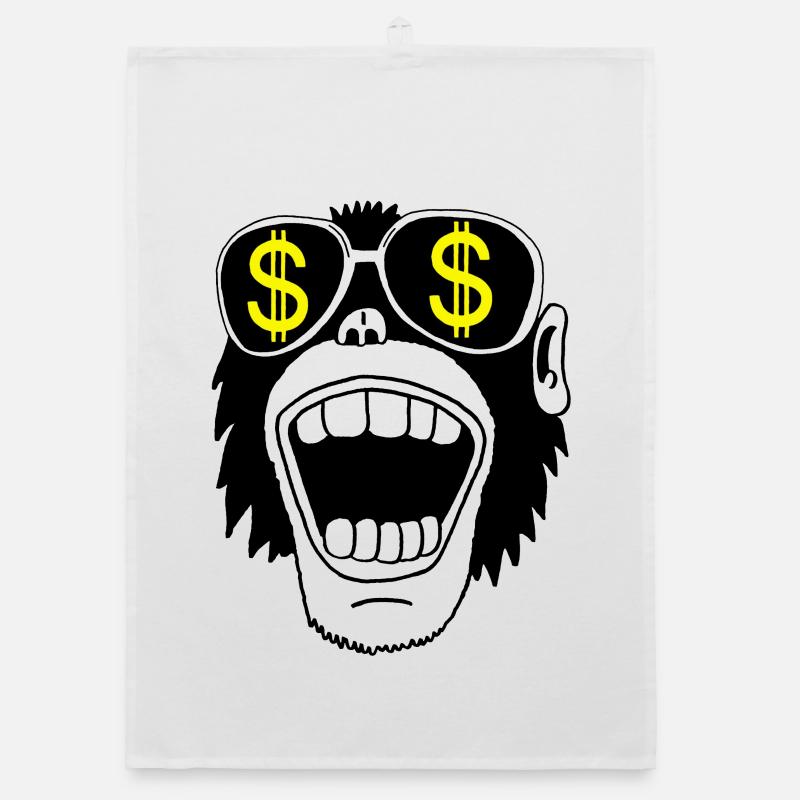 Monkey with glasses Organic dish towel