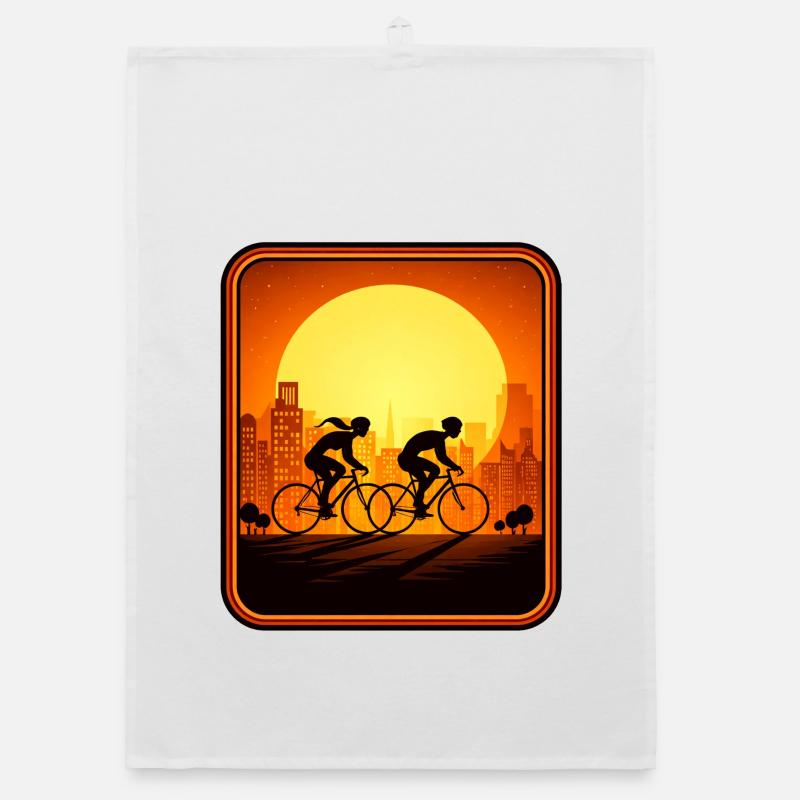Coucher de Soleil des cyclistes Torchon bio
