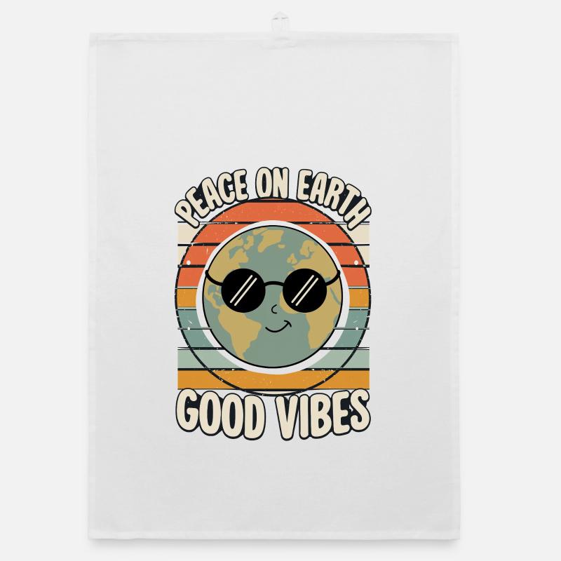 Peace on Earth Retro Organic Geschirrtuch