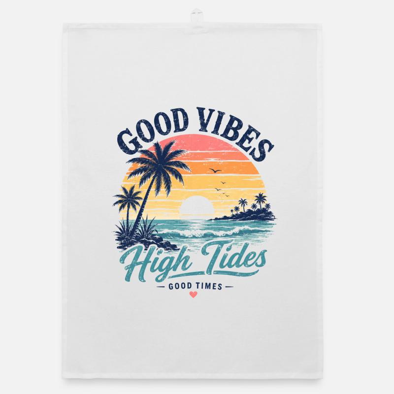 Vibes High Tides Sunset Organic dish towel