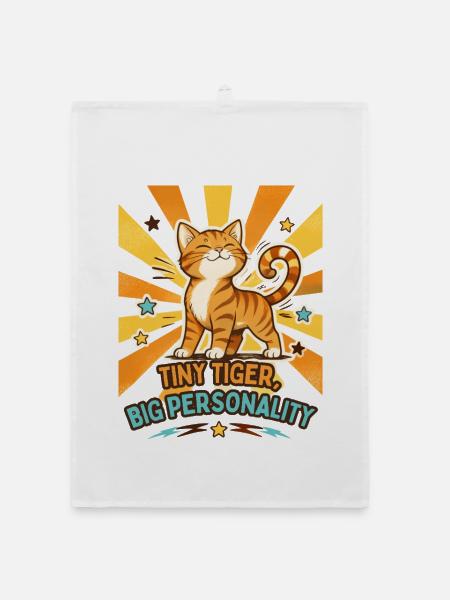 Kleiner Tiger Großer Charakter - Organic Geschirrtuch - Weiß