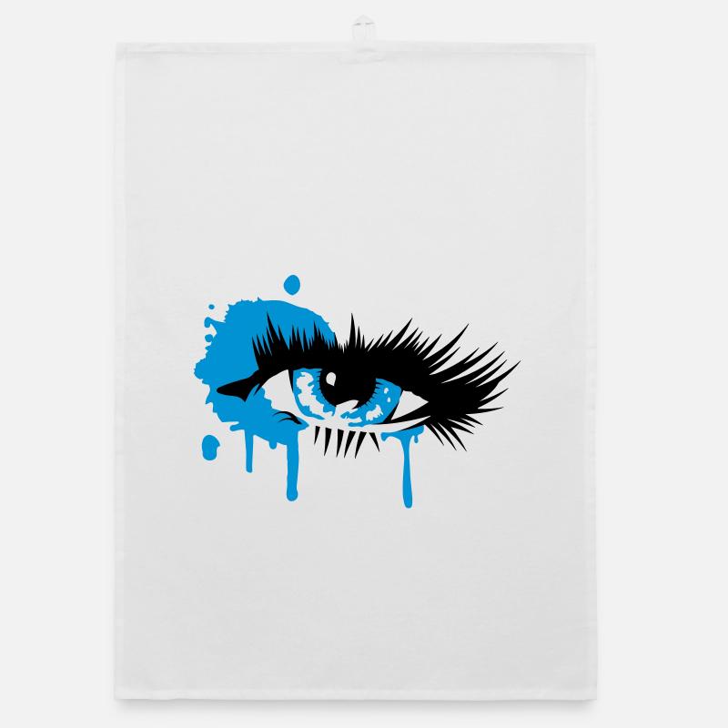 A colored eye with long eyelashes Organic dish towel