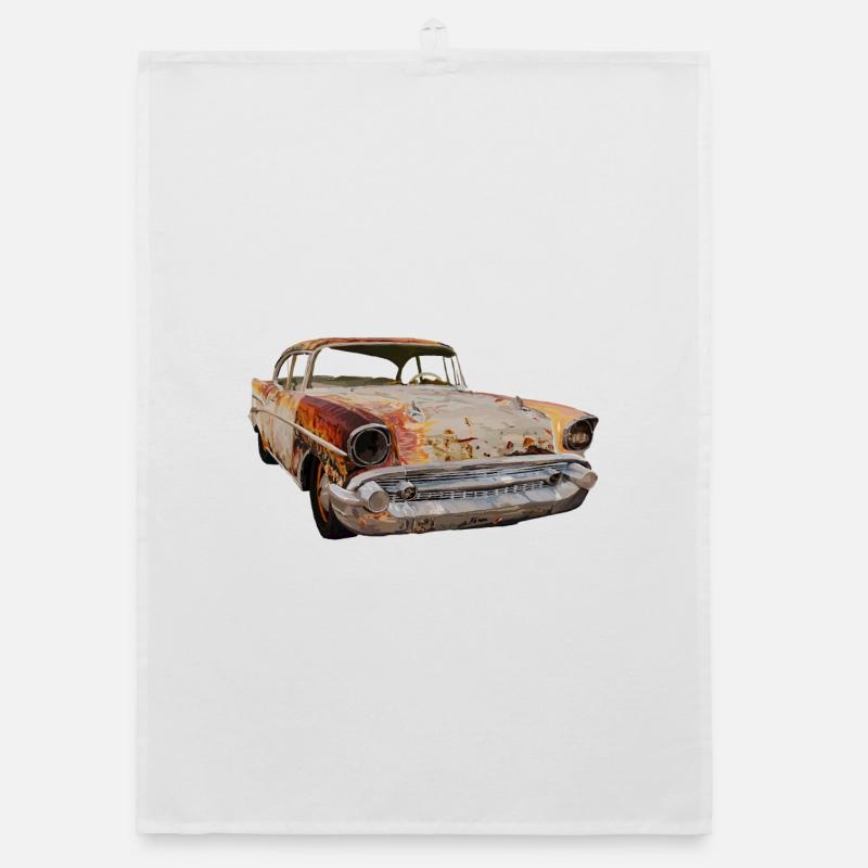rusty car Organic dish towel