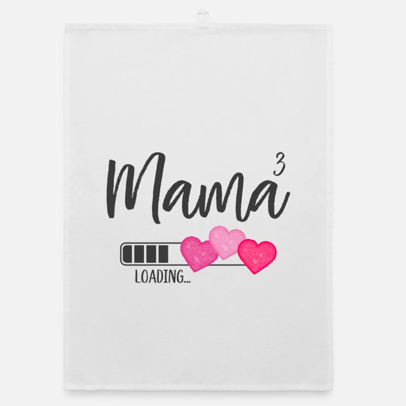 Mama hoch 3 Drillingsmama Drillinge Loading Herz - Organic Geschirrtuch - Weiß