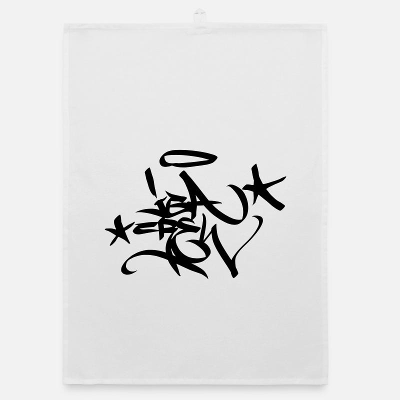 Graffiti Tag JGA Crew Angel 02 1C - Torchon bio - blanc
