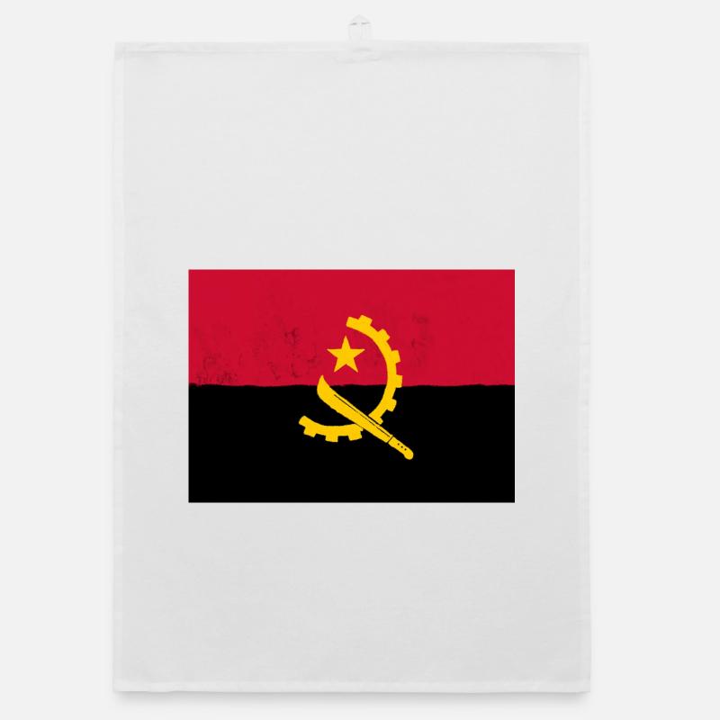 Le drapeau de l’Angola, symbole de fierté nationale - Torchon bio - blanc