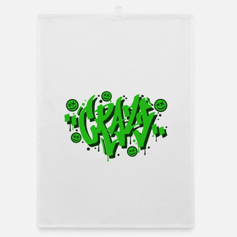 Verrücktes Graffiti-Buchstaben-Design - Organic Geschirrtuch - Weiß