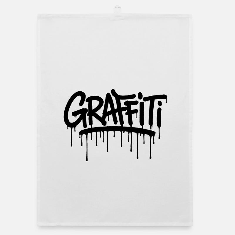 Black graffiti tag Organic dish towel