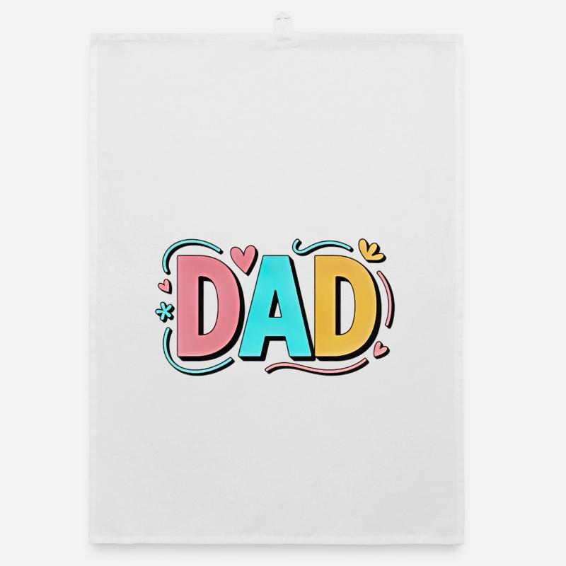 Pastel Gradient Dad Hearts Design - Organic dish towel - white