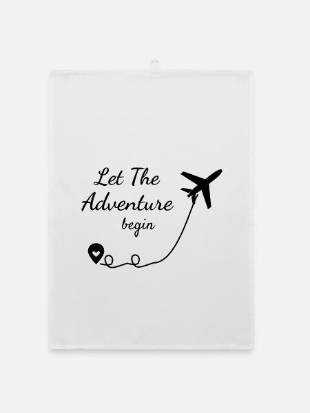 Reisen - Let The Adventure Begin - Reiselust - Organic Geschirrtuch - Weiß - Vorne