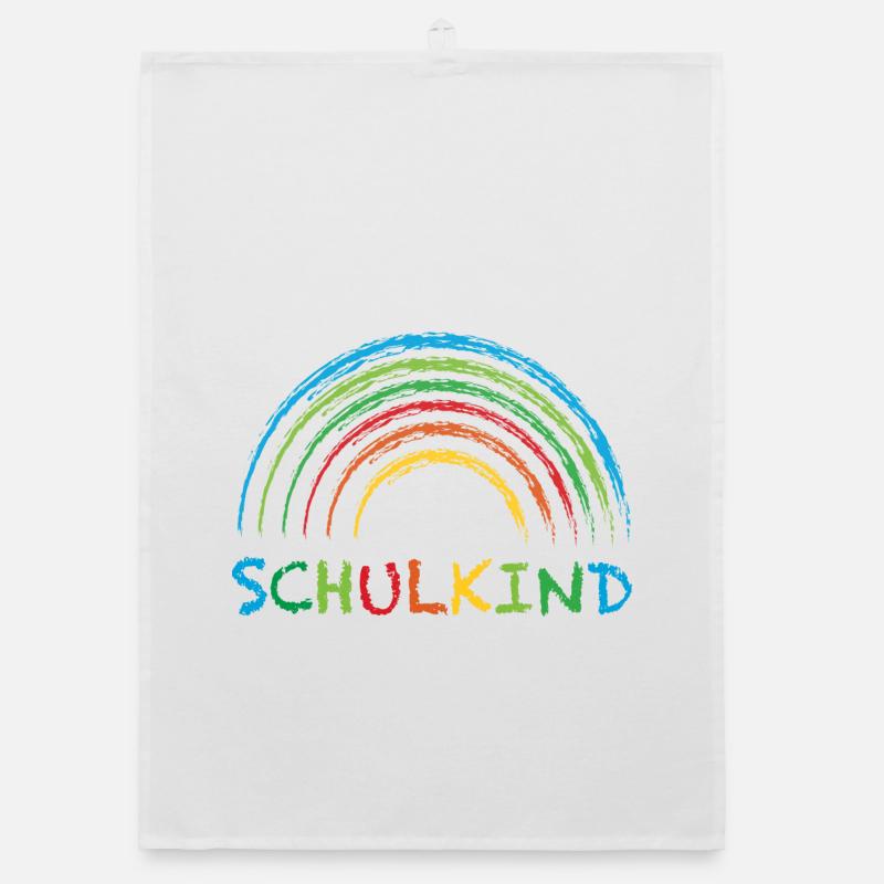 Schulkind Regenbogen Geschenk Einschulung - Organic Geschirrtuch - Weiß