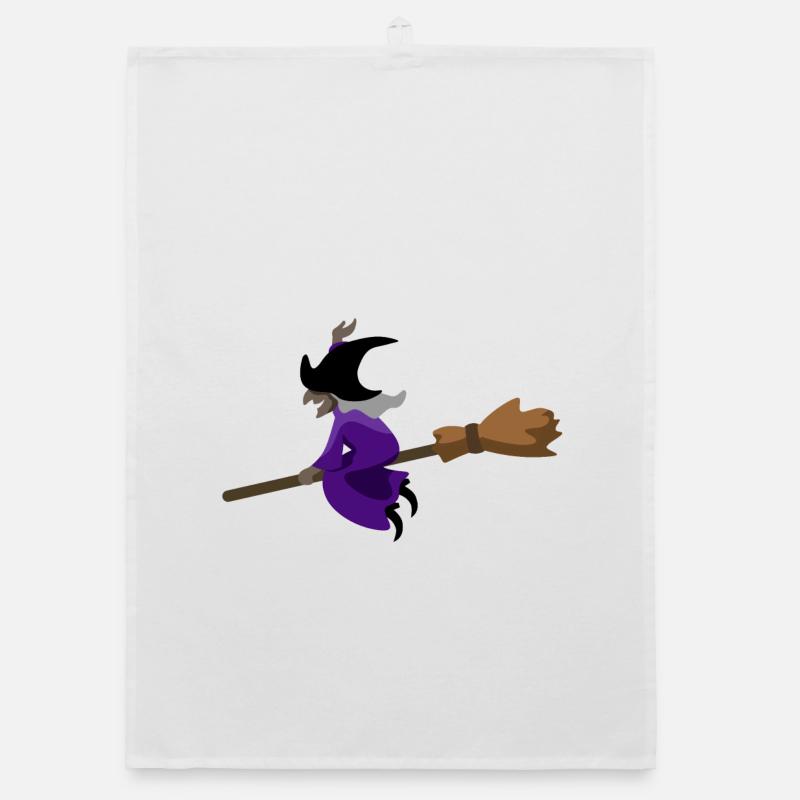 Witch flies on the broom Organic dish towel
